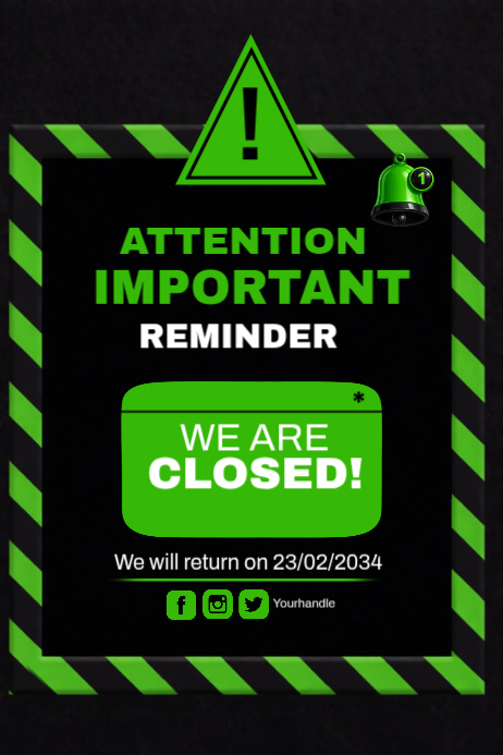 Black and green Notification Announcement Poster Templat | PosterMyWall