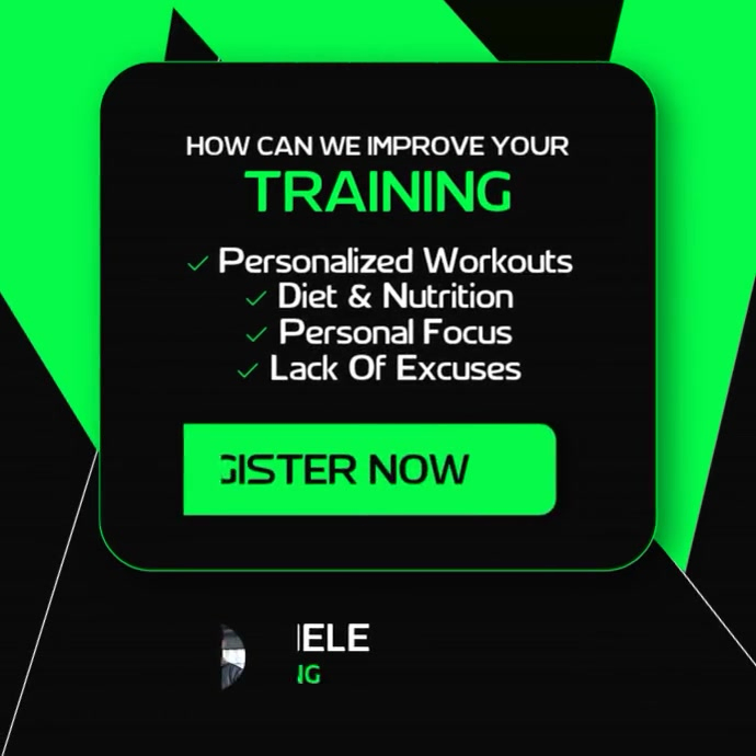 Plantilla de Black and green Personal Training Instagram Post Video ...