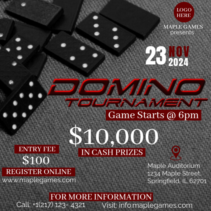 Black and Grey Maximalist Domino Tournament C Instagram Post template