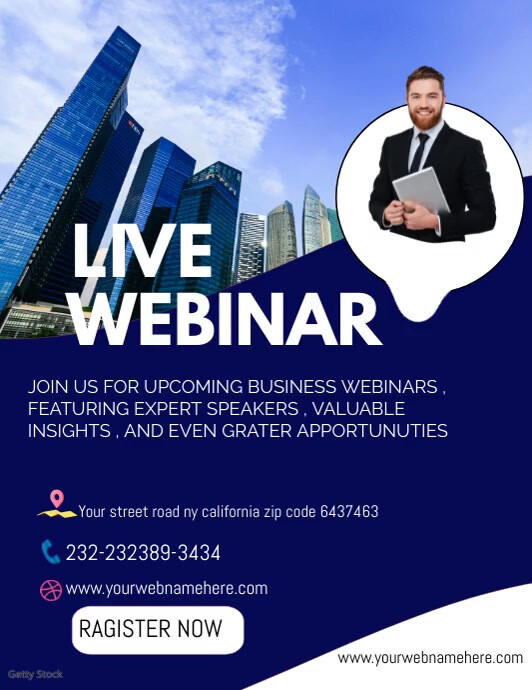 Modèle Black and Grey Modern Business Webinar Flyer | PosterMyWall