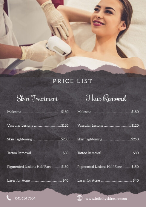 Black and Maroon Laser Clinic Price List Temp A4 template