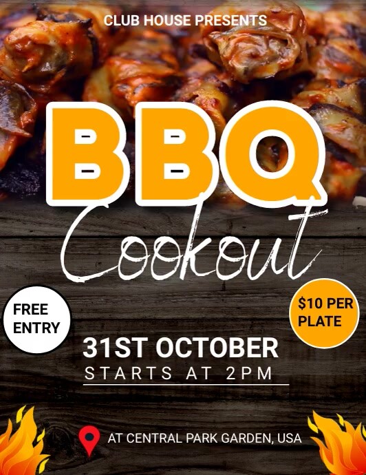 Copy of Black and Orange Barbecue Cookout Event | PosterMyWall