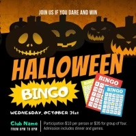 Black and Orange Halloween Bingo Square Video template
