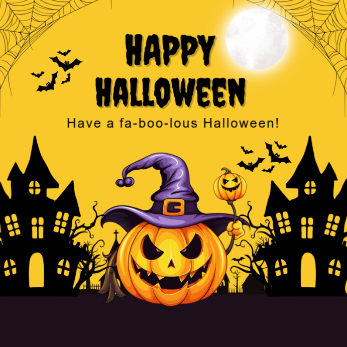 Modèle Black and Orange Illustrative Happy Halloween Instagram Post ...