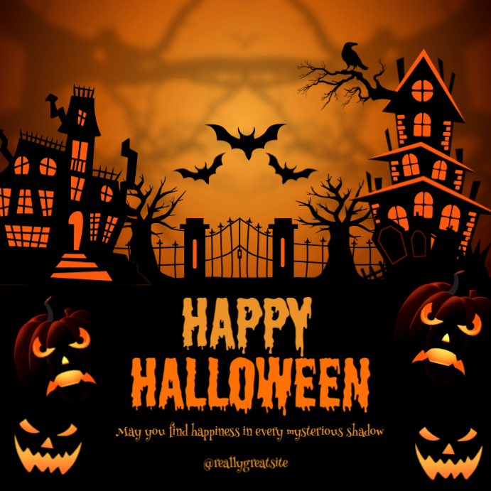 Modèle Black and Orange Illustrative Happy Halloween Instagram Post ...