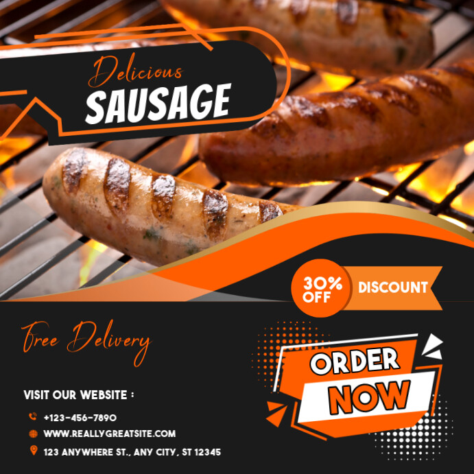 black and orange minimalist food ads facebook Wpis na Instagrama template