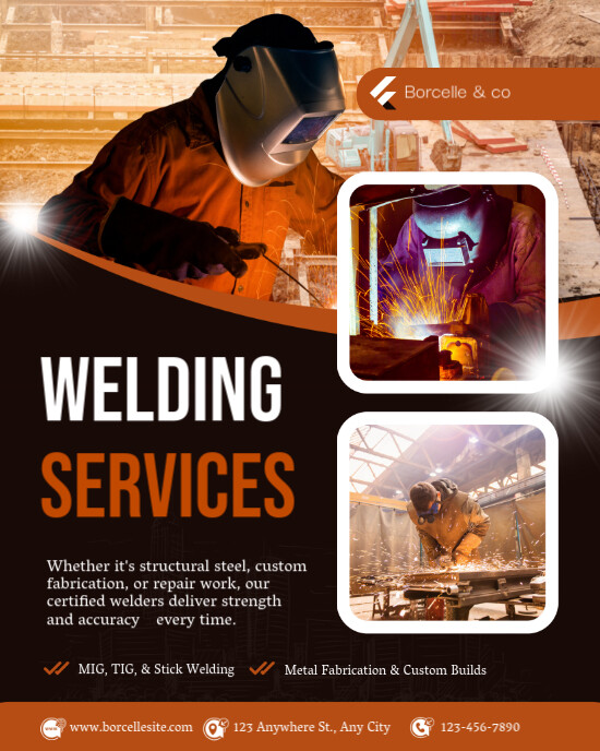 Black and Orange Modern & Minimal Welding Services Instagram Portrait template