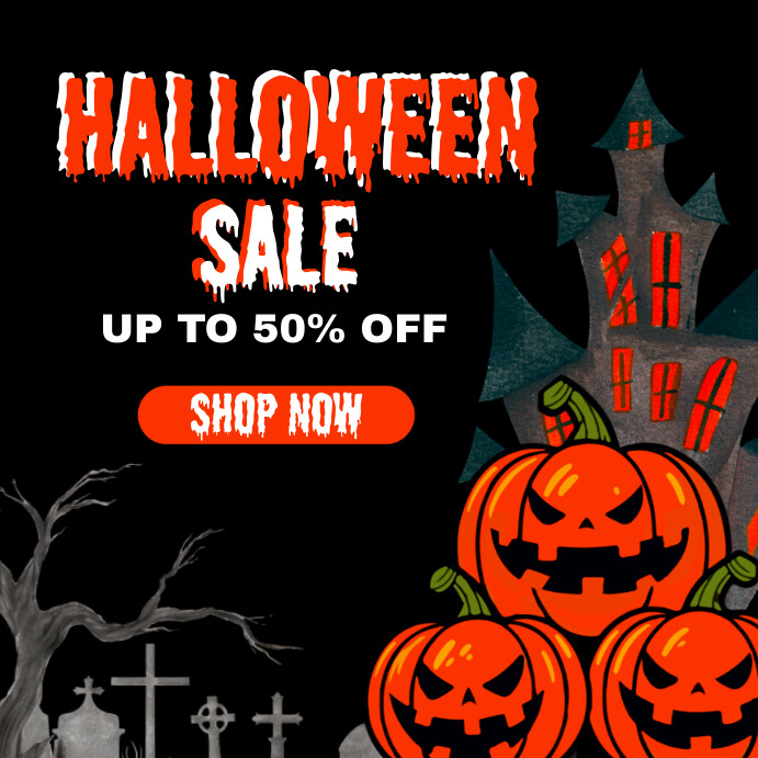 Plantilla de Black and Orange Simple Halloween Sale I | PosterMyWall