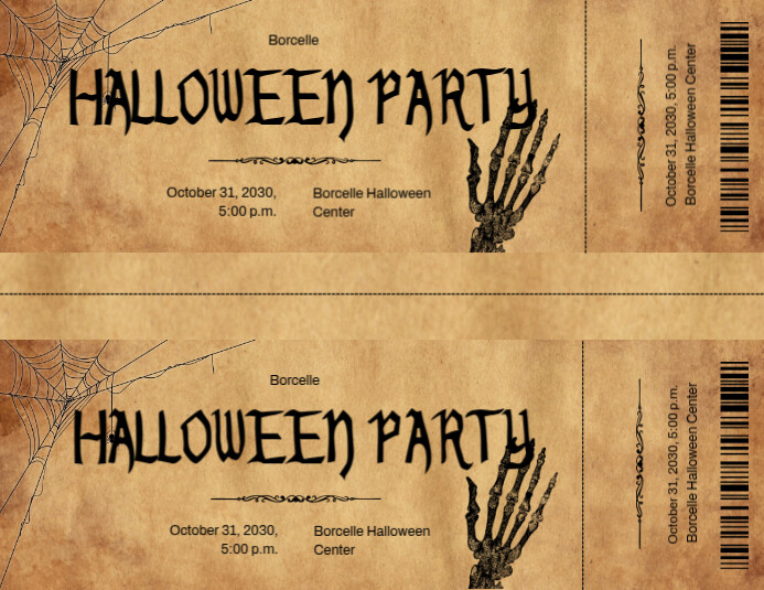Plantilla de Black and Orange Vintage Halloween Party Vintage Ticket ...