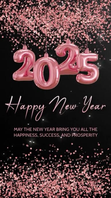 Black And Pink Happy New Year 2025 Instagram Story template