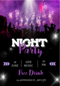 Black and purple grunge night party A3 template