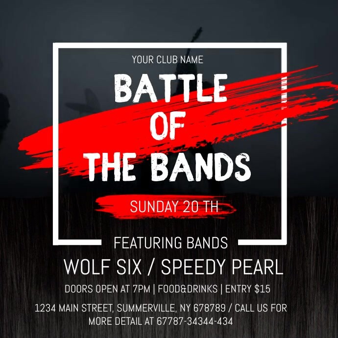 Black and Red Battle of the Bands Square Vide Template | PosterMyWall
