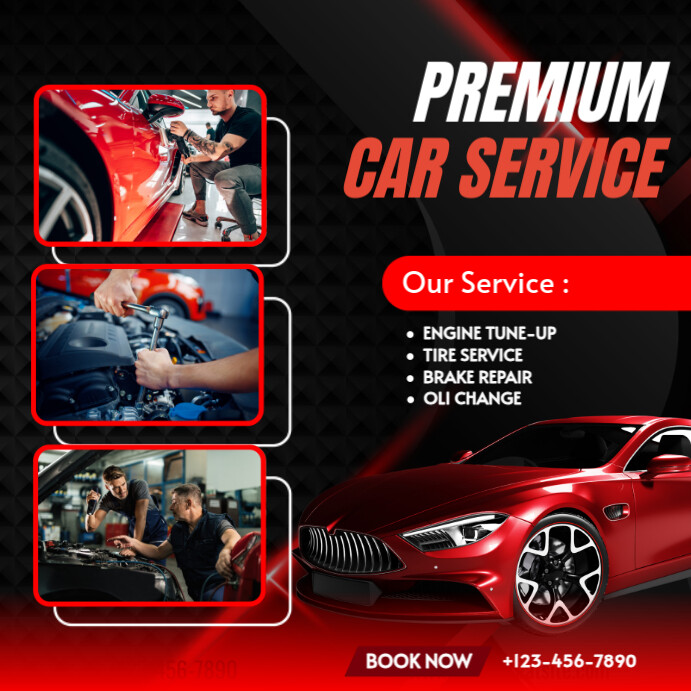 Black and Red Bold Premium Car Service Instagram Post template