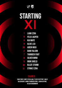 Preto Soccer Team Lineup A5 Template