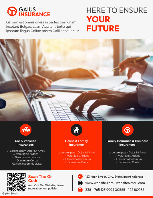 black and red insurance services advertisemen Template | PosterMyWall