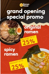 Black and Red Maximalist grand opening ramen Affiche template