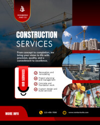 Black and Red Modern & Minimal Construction Services Instagram Portrait template