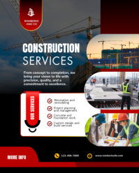 Black and Red Modern & Minimal Construction Services Instagram Portrait template