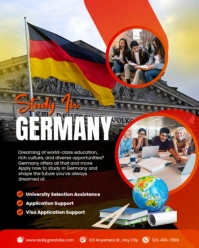 Black and Red Modern & Minimal Study In Germany Instagram Portrait template