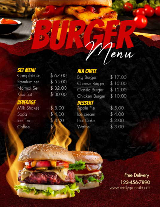 Copy of Black And Red Modern Fast Food Menu | PosterMyWall