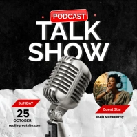Black and Red Modern Talkshow Podcast Cover Instagram Post template