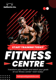Black and Red Modern Workout Gym A6 A4 template