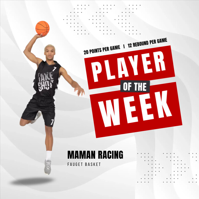 Black And Red Player Of The Week Template Publicación de Instagram