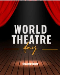 Black and Red Simple Minimalist World Theatre Day Event Celebration Instagram Post template