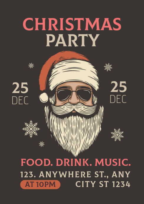 black and red vintage christmas party flyer Template | PosterMyWall