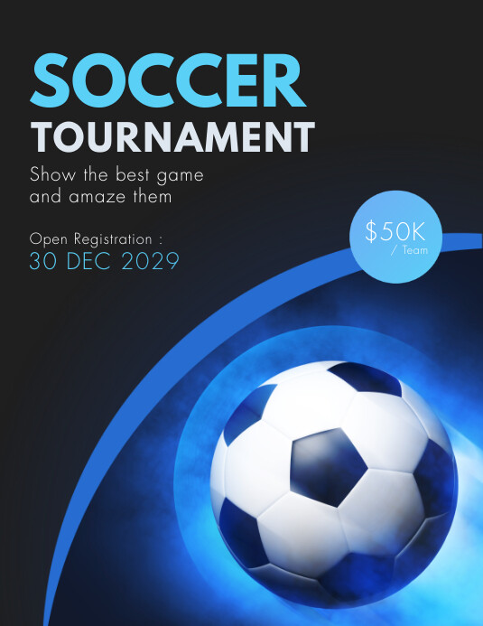 Black And Teal Modern Football Tournament Pos Flyer (US Letter) template