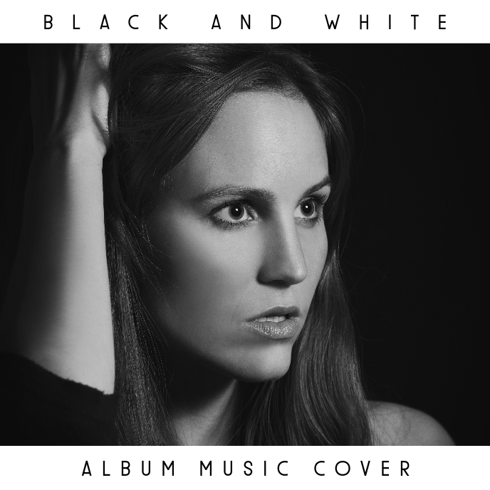 black and white album music cover Portada de Álbum template