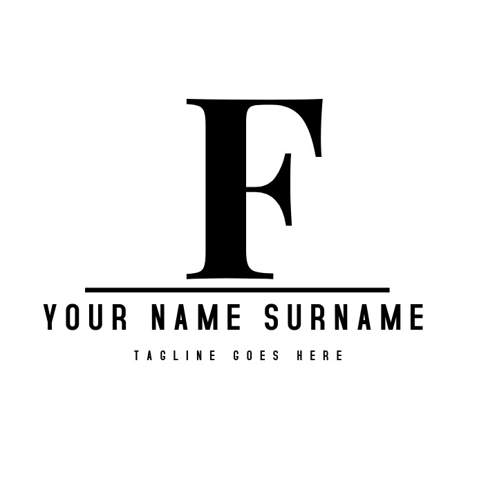 Black and white alphanumeric f logo template