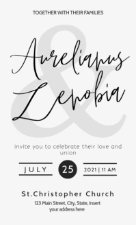 black and white and grey wedding invitation s US Legal template