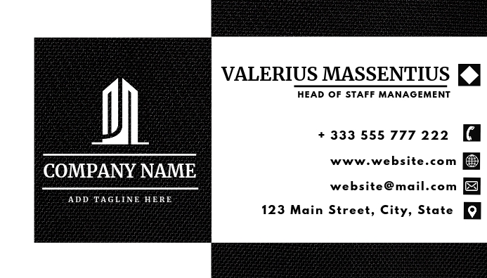 black and white business card template postermywall black and white business