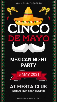 Black and white Cinco de Mayo Digital Signage Ekran reklamowy (9:16) template