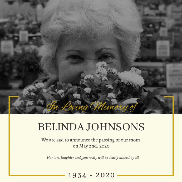 Black And White Death Anniversary Invitation Template Postermywall