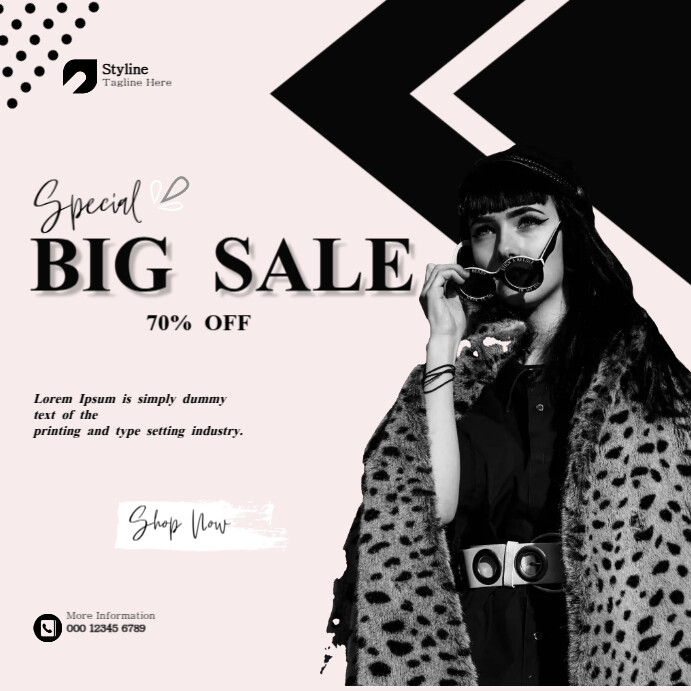White Color Ads Black and White Fashion Ads Template | PosterMyWall
