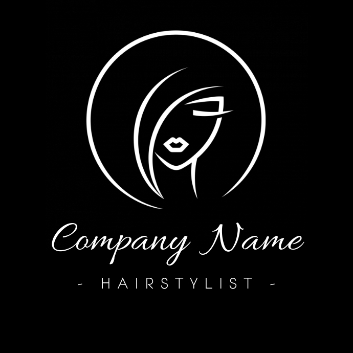 Black and white Hairstylist logo โลโก้ template