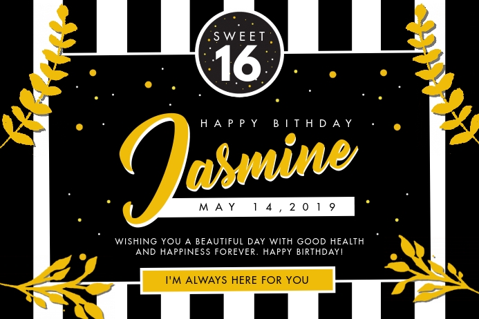 Black and White Happy Birthday Invitation Poster template