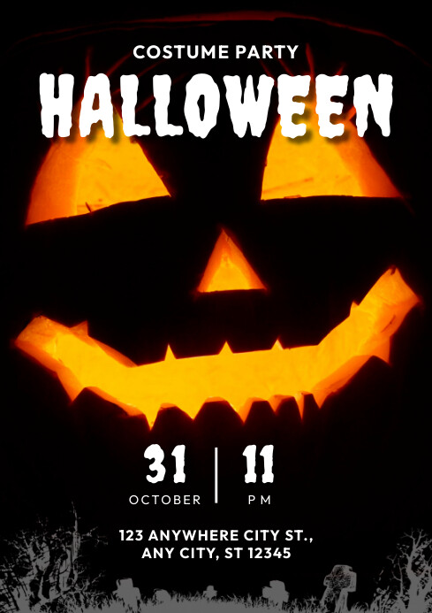 Plantilla de Black and White Horror Halloween Party Flyer | PosterMyWall