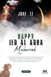 Black and White Ied al Adha Greeting with Elegant and Modern designs Banner 4' × 6' template