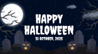 Black and White Illustrative Halloween Video Ecrã digital (16:9) template