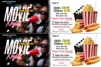 Black and White Maximalist Movie Night Tickets Label template