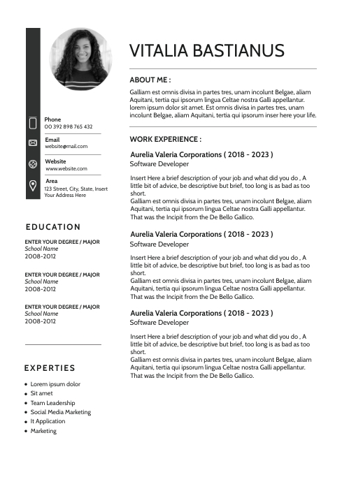 Vit Assignment Template black and white minimal modern curriculum vit Template | PosterMyWall