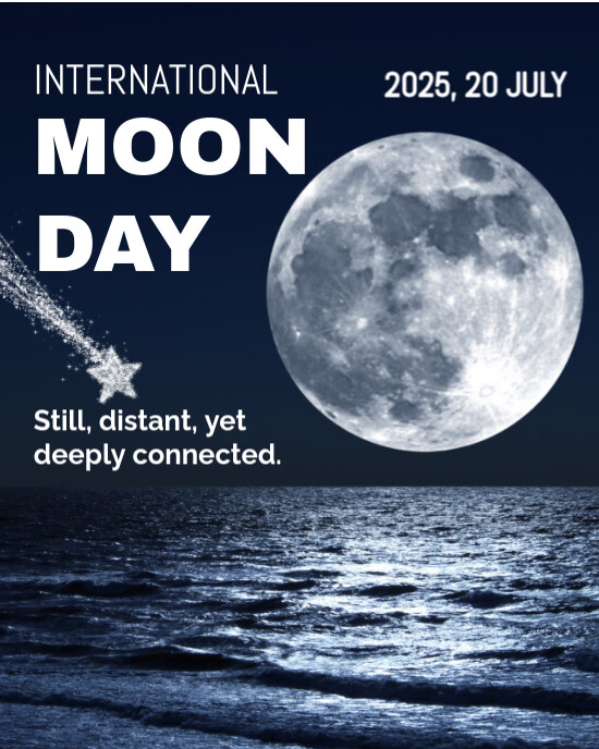 Black and White Modern & Minimal International Moon Day 2025 Instagram Portrait template