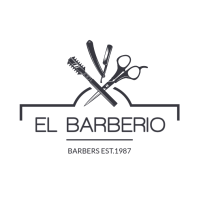 black and white modern minimal Barbershop Logo Template – Vintage Barber Logo with Scissors, Razor