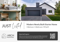 black and white modern minimal real estate postcard | just listed template