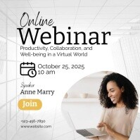 Black and White Webinar Instagram Post Template | PosterMyWall