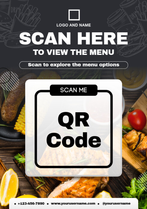 Scanning Color Code Poster Black and White Modern Scan QR Code Poster Template | PosterMyWall