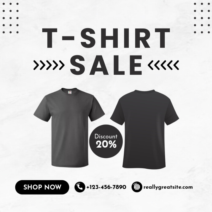 Black and White Modern T-Shirt Sale Instagram Post template